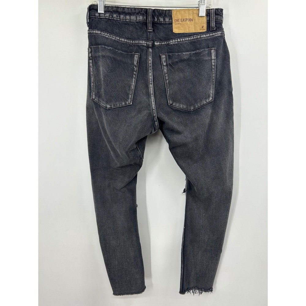 OneTeaspoon Saints Jeans Womens Black Excellent Distressed Drop Crotch Size 26 - Picture 4 of 11